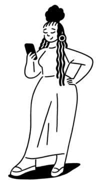 Minimalist Formplay-style illustration of a woman using her phone