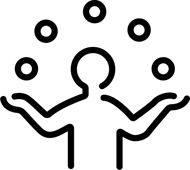 Icon of a person juggling balls, symbolising managing multiple financial goals