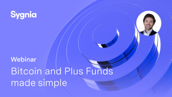 Thumbnail with the title “Bitcoin and Plus Funds Made Simple” featuring a bitcoin coin graphic and investment-related icons on a clean, modern background.
