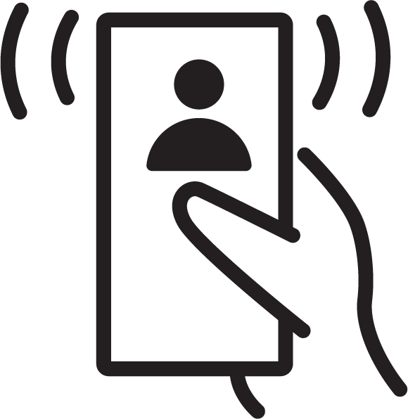 Icon of a hand holding a phone with a call symbol
